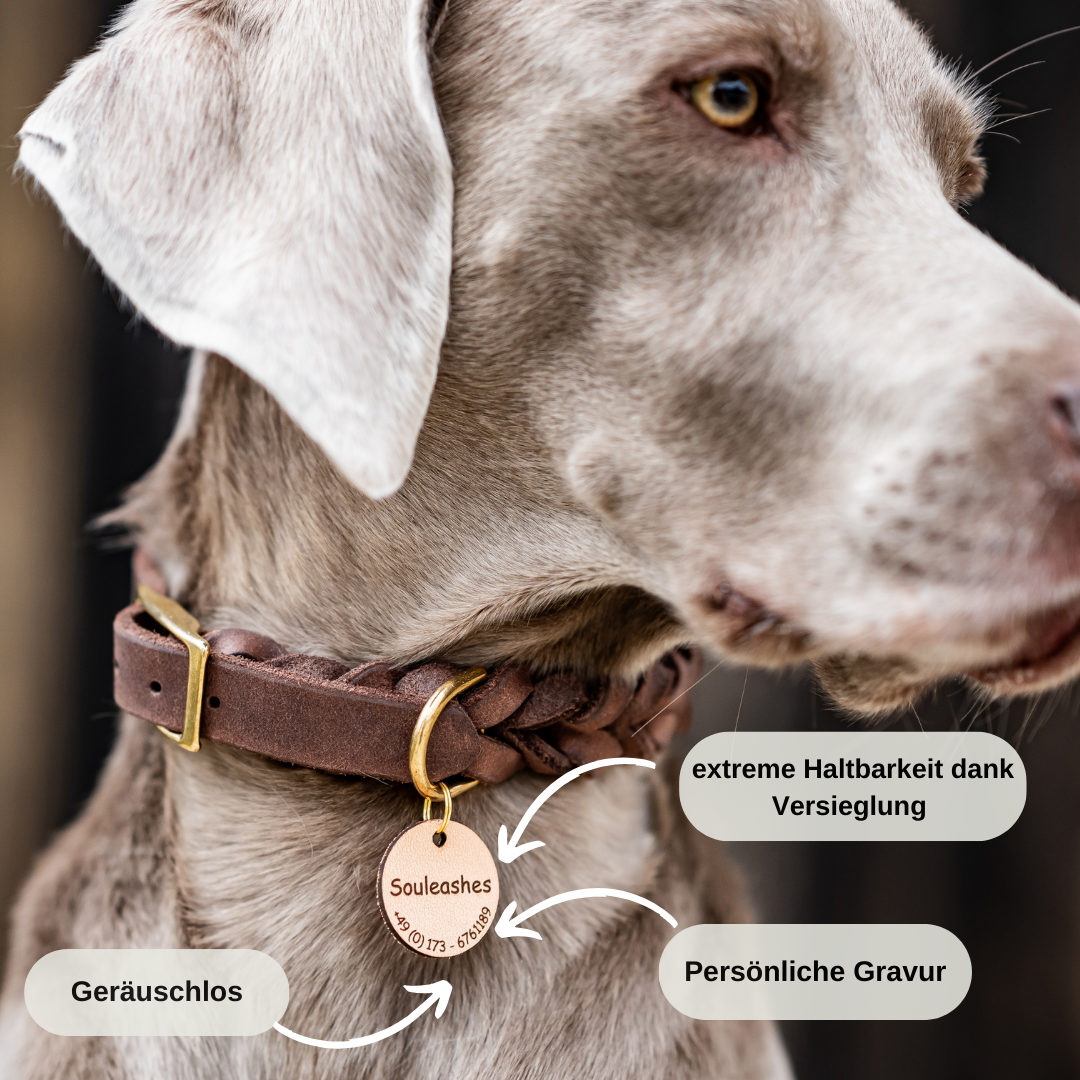 Hundemarke Leder rund – Souleashes